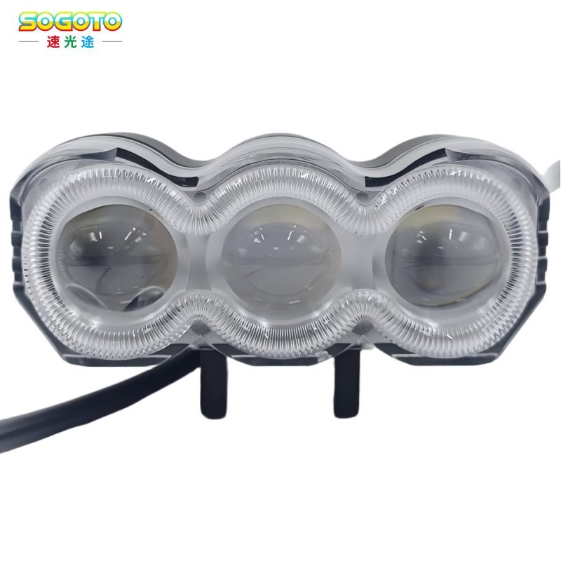 Arc-shaped three eyes led motorcycle front spotlight