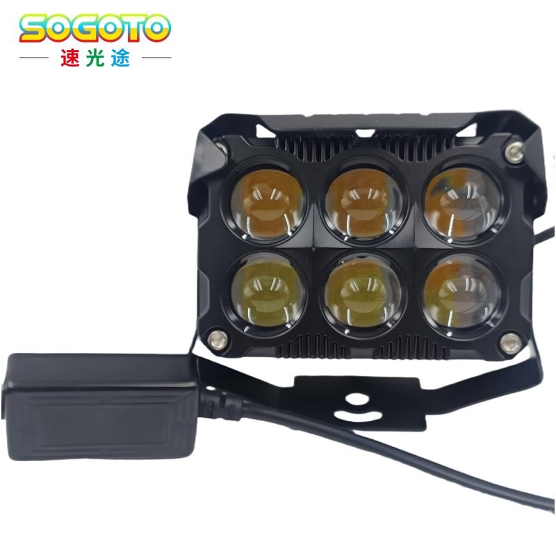 Double row of three lights led motorcycle front spotlight with fan/External driver