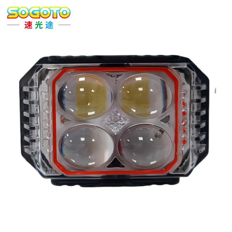 Three-sided four-leaf clover led motorcycle front spotlight